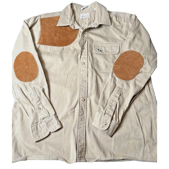 norman shirtmakers Other - Vintage Shooting Shirt Men's Size L Leather Shoulder Elbow Norman Shirtmakers